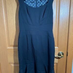 White House Black Market Black and Blue Polka Dot Mini Dress